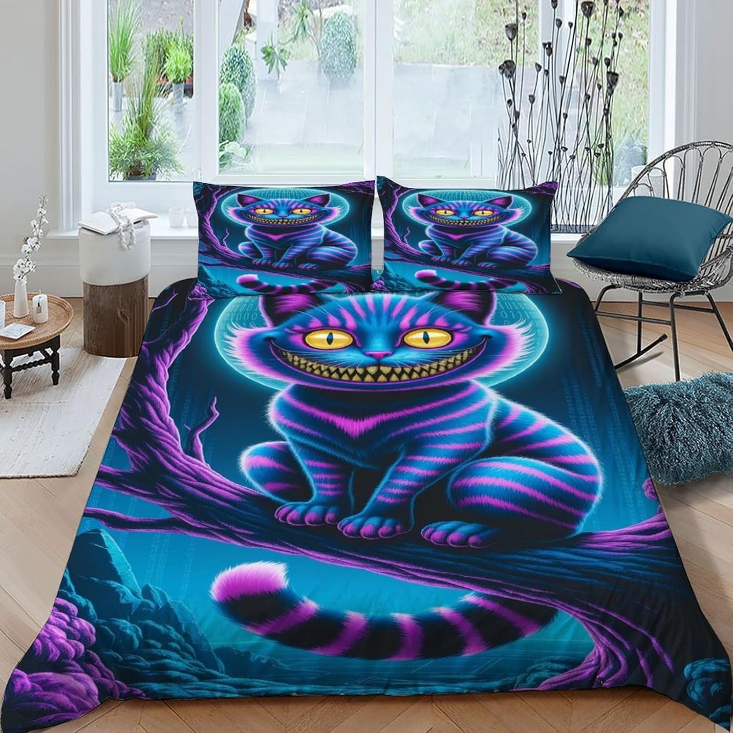 Schröder Katze Bettwäsche-Set, 2-teilige Bettbezug-Sets mit Kissenbezügen 75*50cm, Weiche Bettdecke für Erwachsene und Kinder 70x133cm 2pcs&Duvet Cover blue