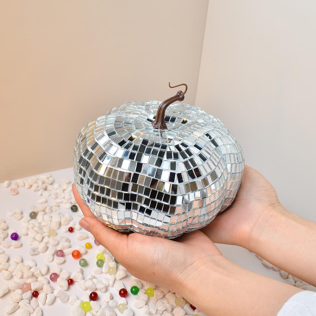 Pumpkin Disco Ball Halloween Party Home Decor Photography Props Ornaments Mirror Glass Pumpkin