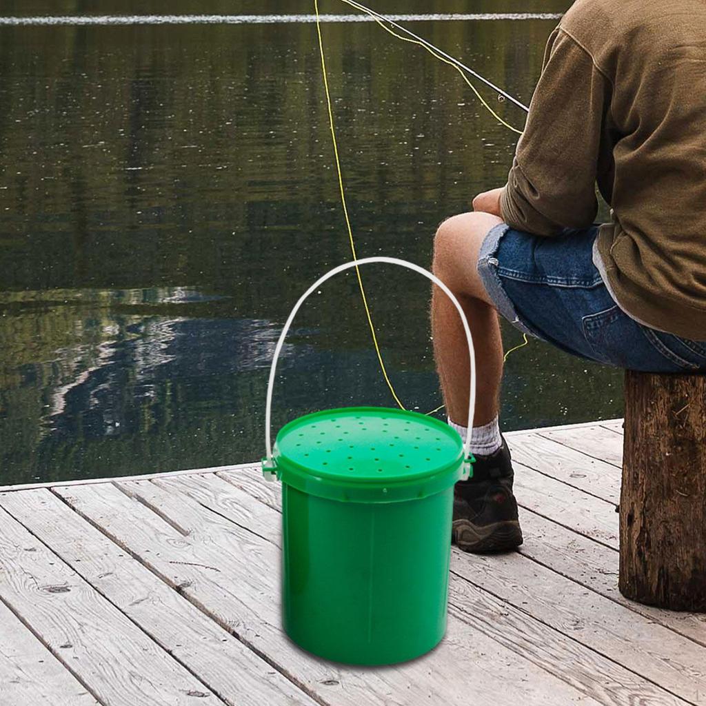 Bait Holder Bucket Fishing Case with Lid Storage Box for Outdoor Activities