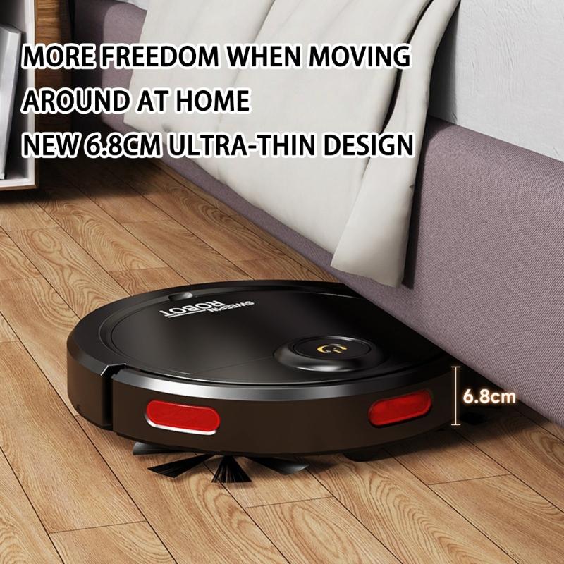 Thin Robot Cleaner with Triple Function Sweeping Scrubbing Vacuuming USB Rechargeable Battery Quiet Household Appliance