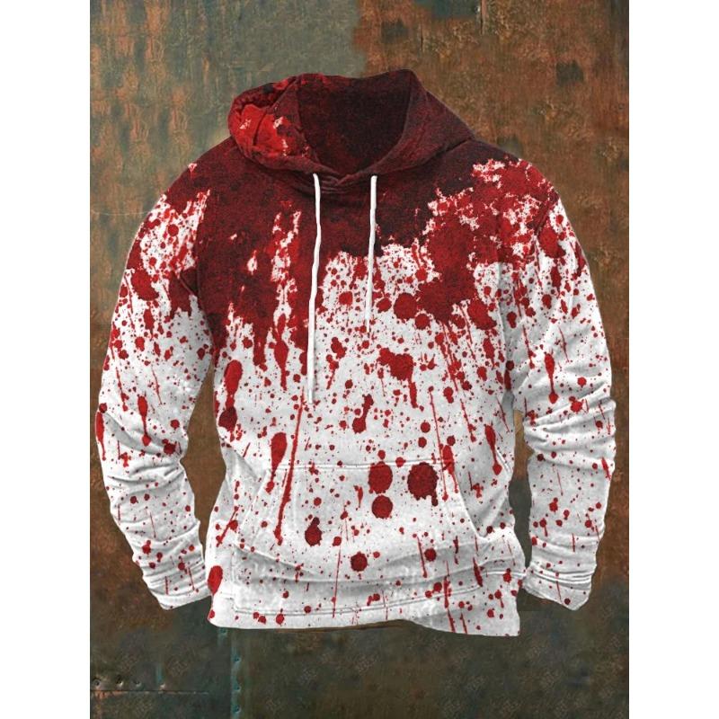 Bloody Letter Patterns Printed Sweatshirts Hoodies For Men Clothes I'm Fine Blood Stained Y2k Top Pullovers Spring And Autumn Boy Tees Clothing