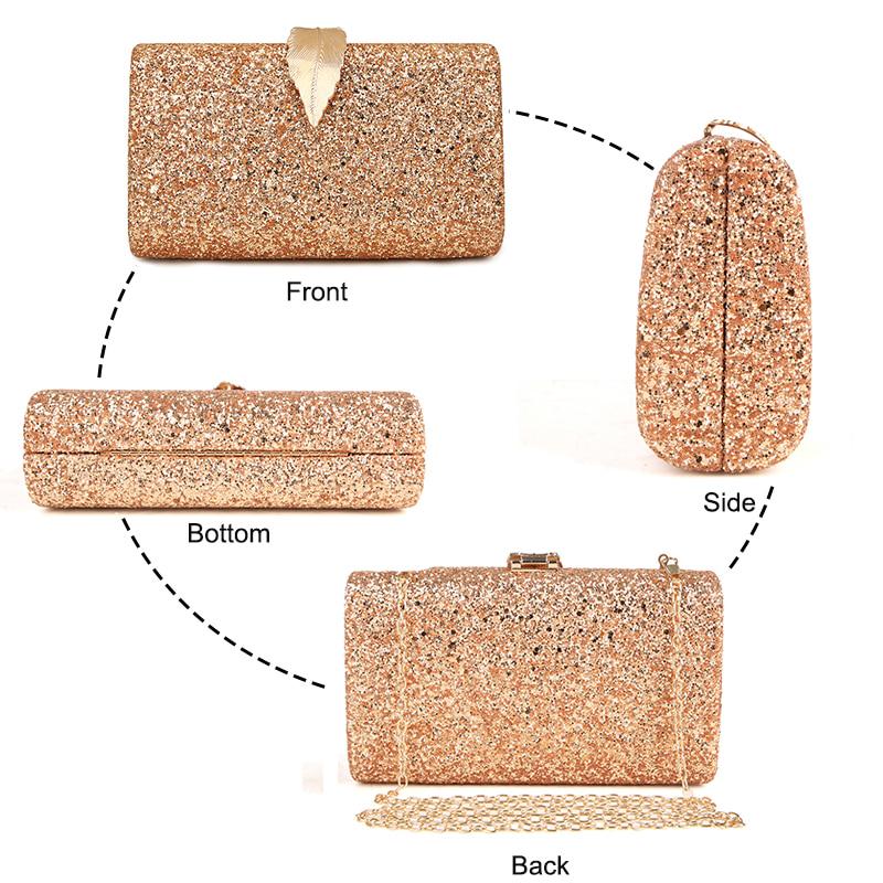 SCIOEN Ladies Clutch Pink Gold Wallet Crossbody Bag Women 2019 Metal Leaf Lock Women's Tote