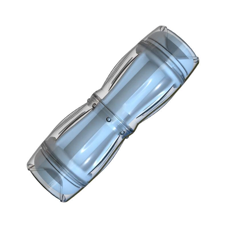 Double-Headed Transparent Airplane Cup for Gay Men: Interactive Masturbation Trainer with Manual Rotation.