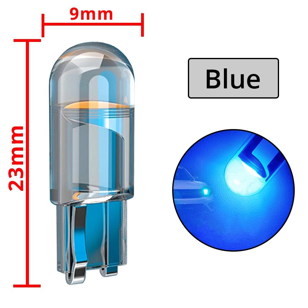 10 Stück Auto LED T10 W5W Canbus Glas COB 6000k Lese Innenraumlampe Standlicht Keil Kennzeichenleuchte Glühbirne 168 194 192 DC 12V Weiß