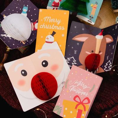 Pop-Up Weihnachtskarten mit Umschlägen und Verschlussaufklebern, 3D Waben-Weihnachtskarten, Niedliche Frohe Weihnachten Karte Feiertagsgruß Geschenk