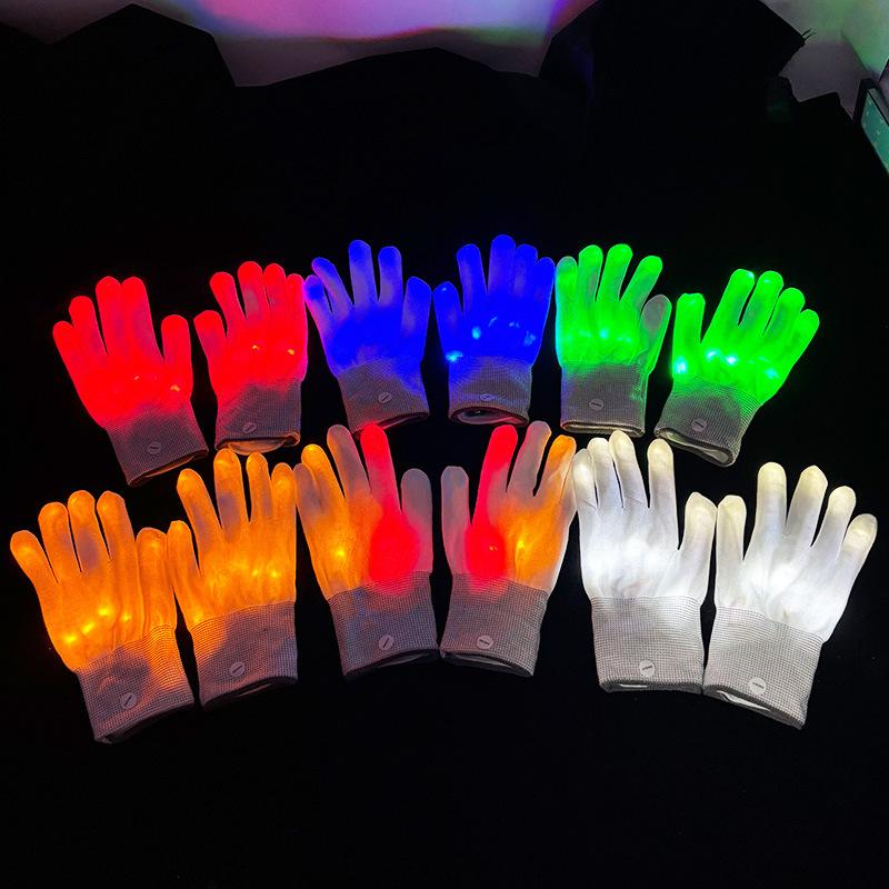Hip Hop Party Led Rave Flashing Gloves Glow Light Up Finger Tip Lighting Gloves For Teens Adults Party Performance
