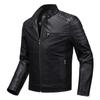 Leather Men's Slim Jacket Trendy Thin Jacket Men's Motorcycle Clothing Large Size Stand-Up Collar Leather Jacket