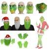 Grinch Half Face Mask With Green Hair And Whimsical Design For Christmas Celebrations