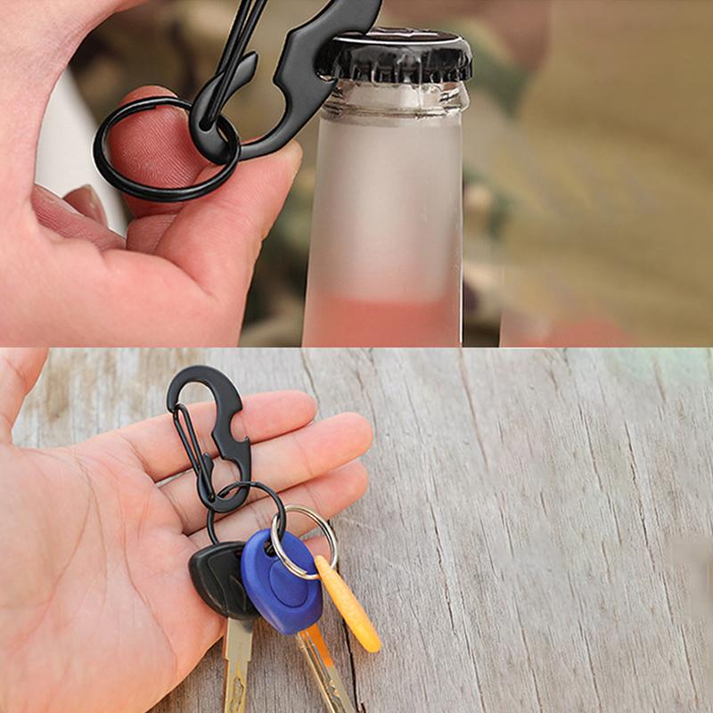 Outdoor Keychain Tool Multi Tool Spring Hook Buckle Bottle Opener Carabiner