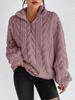 Women's Burgundy Cable Knit Turtleneck Sweater, Cozy Winter Pullover, Ribbed Cuff