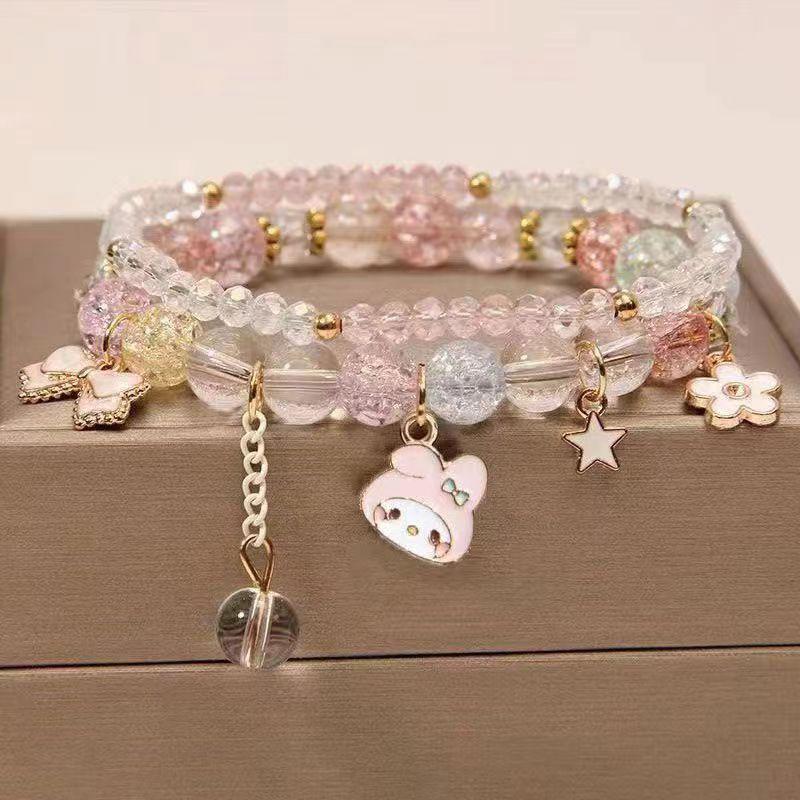 

Cute Rose Japanese Korean Style Bracelets For Women Elastic Bracelet Female Sweet Girlfriend Jewelry For Women Gift