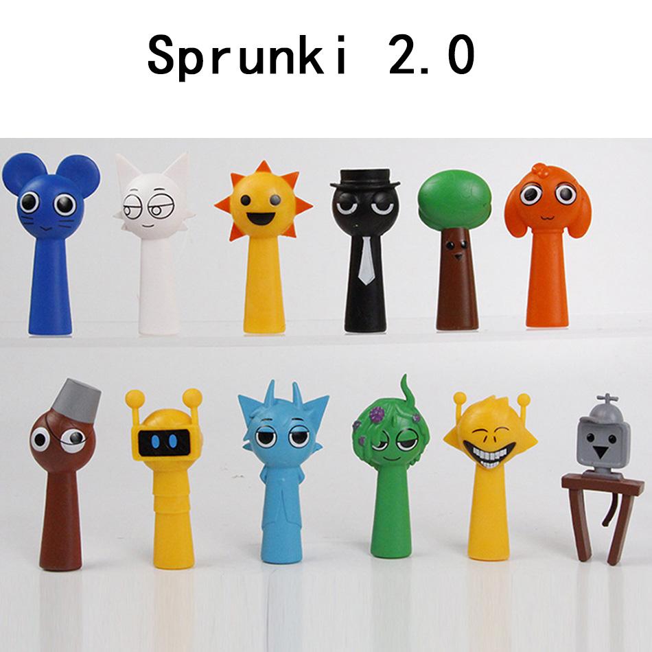 Hot New 6 style12pcs/Set Mini Sprunki Action Figure Toy Cartoon Movie Sprunki Wenda Model Doll Figurines Kids Gift