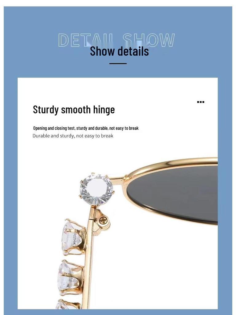 Vintage Y2K Style Rhinestone Fashion Sunglasses with Anti-Blue Light Protection