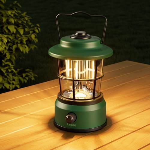 Lepro Lantern, USB Rechargeable, Retro LED Lantern, Stylish Camping Lantern with Antique Style, Solo Camping [High Brightness, Daylight/Warm White Swi