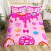 Kawaii Donut Duvet Cover Set Colorful Sweet Doughnut Bedding Set Delicious Dessert Pink Purple Comforter Cover Girls Room Decor