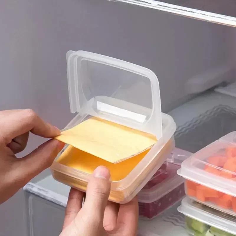 Behälter für Scheibenkäse für den Kühlschrank, durchsichtige Plastikbox zur Aufbewahrung von Butterblöcken und Käsescheiben mit Klappdeckel für Lebensmittel im Kühlschrank