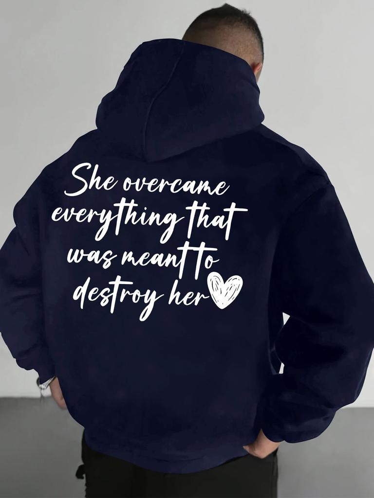 Men'S Long Sleeve Sweatshirt with White Lettering Perfect for Spring  Casual Wear Hoodie Motivational Graphic Hoodie