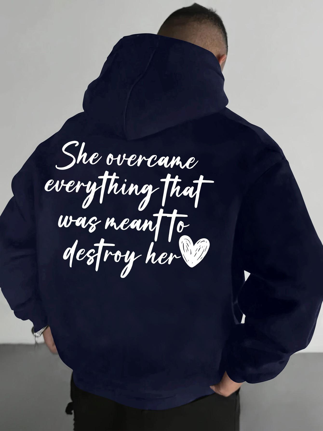 

Men S Long Sleeve Sweatshirt with White Lettering Perfect for Spring Casual Wear Hoodie Motivational Graphic Hoodie 3XL