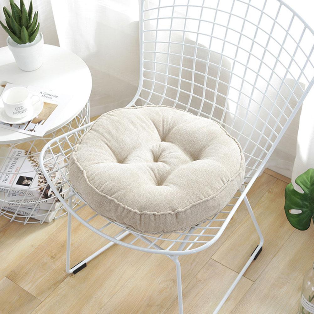 Thicken Round Shape Chair Cushion Tatami Floor Mat Home Decor creamy-white45cm diameter round#0