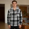 Men Coat Hooded Long Sleeve Plaid Print Jacket Windproof Casual Street Style Spring Autumn Jacket Daily Wear