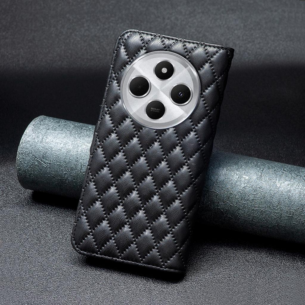 BINFEN COLOR BF Style-14 For Xiaomi Poco C75 4G/Redmi 14R 5G/14C 4G Case Rhombus Phone Leather Cover Stand