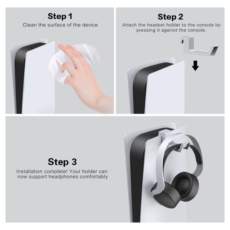PS5 Headphone Holder, [Minimalist Design] Mini Headphone Hanger with Supporting Bar, for Sony PlayStation 5 Gaming Headset