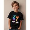 European Sizes 7 Years Old Boys and Girls Birthday 67 Joke T-Shirt Loose Fit Casual Summer Wear Regular Sleeve Crew Neck
