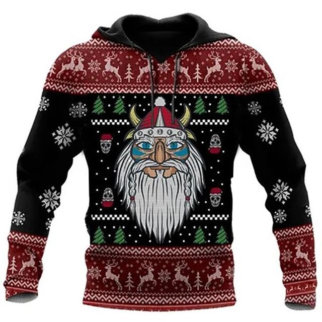 Vzor Vikings Podzim Pánské mikiny s kapucí Viking Mythology Potisk Unisex Pulovr Street Punk Bundy pro volný čas Kabát