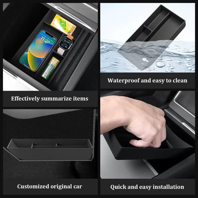 For Tesla Model YL Model Y Juniper 2025-2026 Center Console Armrest Storage Box Stowing Tidying Lower Bottom Mats Organizer Tray