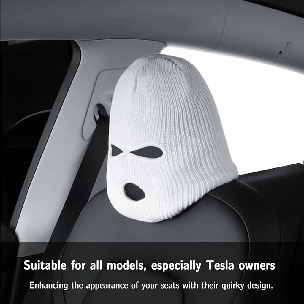 Funny Internet Celebrity Car Seat Headrest Cover Mask with Personality Hat for Special Car Decor.