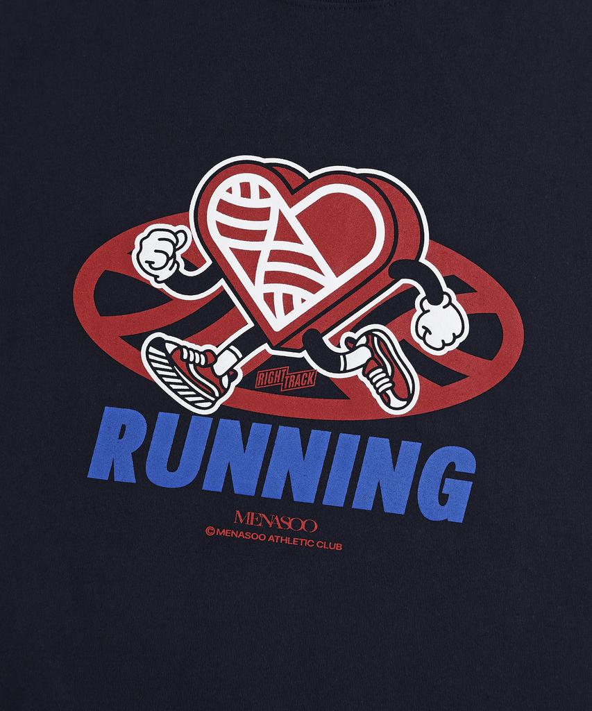 Minasu New Big Hearttrack Graphic T Shirt_Navy