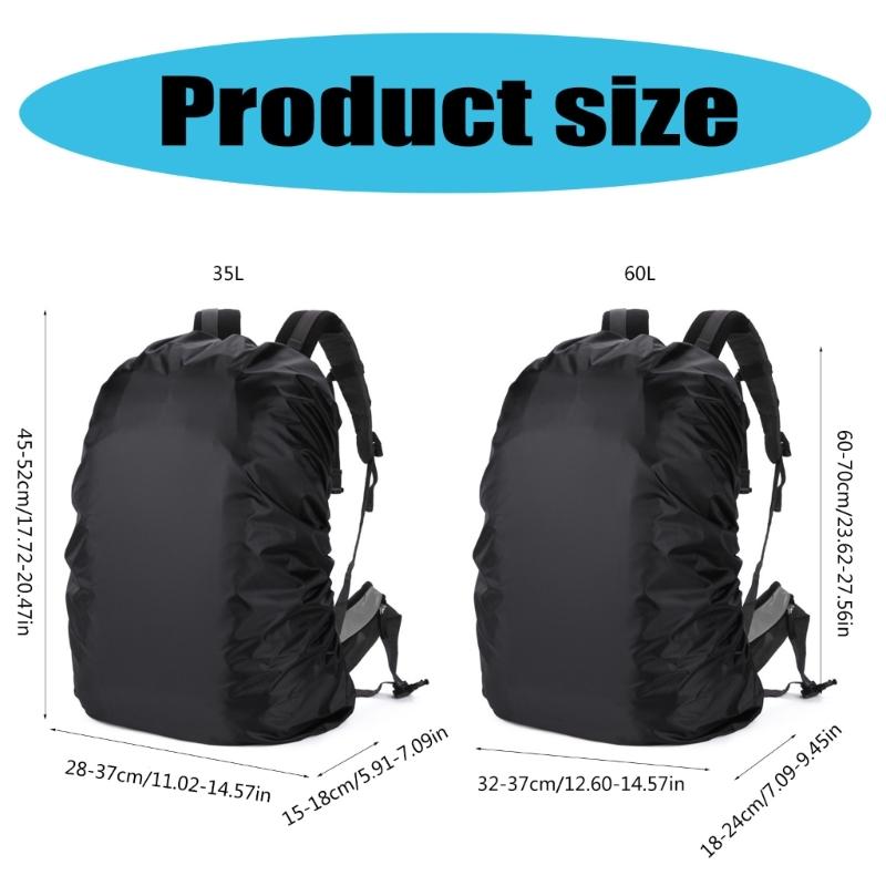 Water Resistant Backpack Rain Cover for School Bag 35/60L Antislip Elastic Edge Rucksack Cover for Hiking Camping Travel