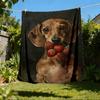 1pc Dachshund Strawberry Outdoor Soft Polyester Flannel Throw Blanket Versatile for All Seasons , Soft , Cozy , Warm All Season Quilted Throw ,