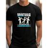 Graphic T-Shirt For Men'S Bachelor Party With Support Team Theme - Features Humorous German Text And Dancing Figures, Black Casual Tee With Short