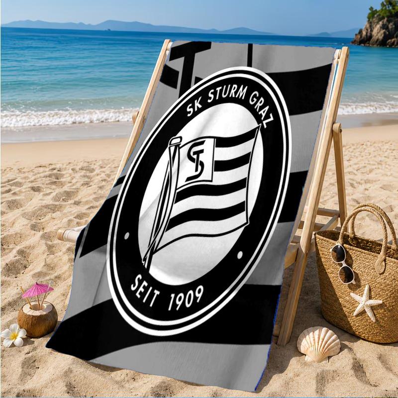 Toalla de Playa de Microfibra Estampada con el Escudo del Sturm Graz, Suave y Absorbente, Secado Rápido, Ideal para Viajes de Verano, Esencial para la Playa, Piscina