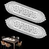 2 Pack 12.9x45.7 Inch Lace Rectangular Table Runner,White Dresser Scarf Doilies,Coffee Table Runner for Bedroom Furniture, Home Decor