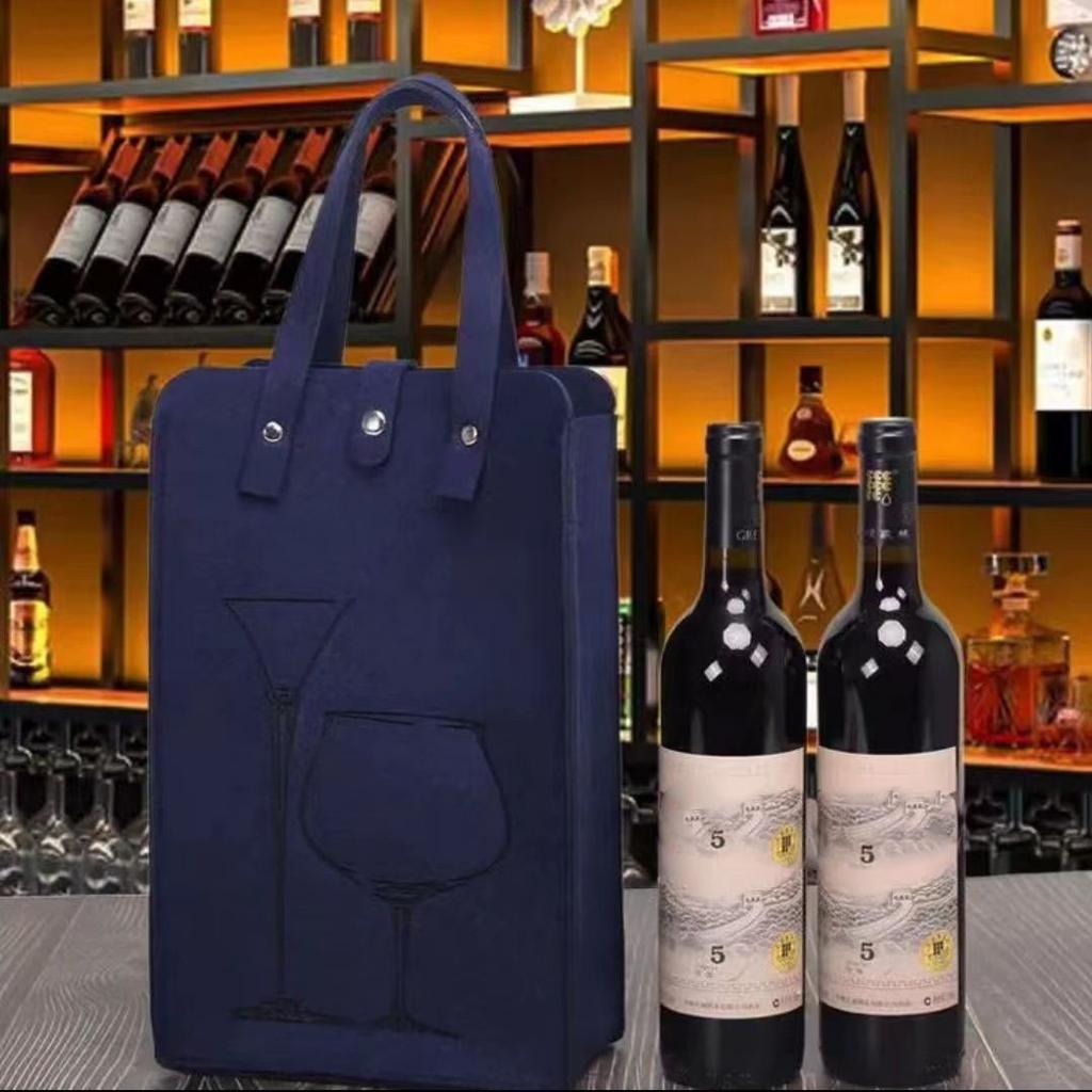 New Felt Red Wine Bag Gift Double Wine Gift Storage Bag Handheld Drink Bag