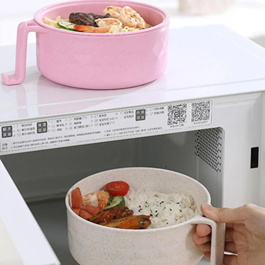 Instant Noodle Bowl Student Large Fiber Ramen Bowl Canteen Tableware Set Soup Six-piece Set