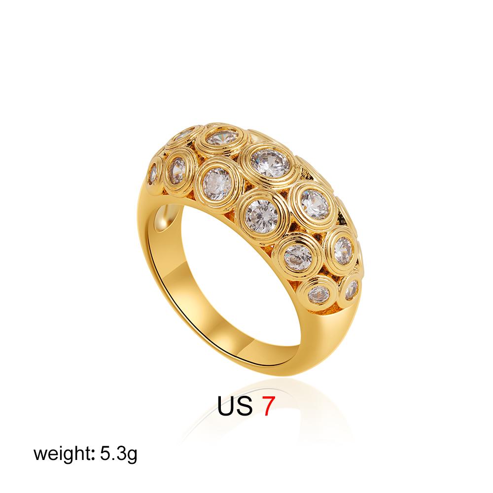 Zircon Ring for Women 18K Gold Plated Stainless Steel Geometric Circle Finger Ring Luxury Waterproof Wedding Jewelry Gifts
