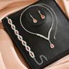 4PC Women's Fashion Simple Water Drop Necklace Earrings Bracelet Jewelry Set Suitable for Wedding, Party, Festival Gifts