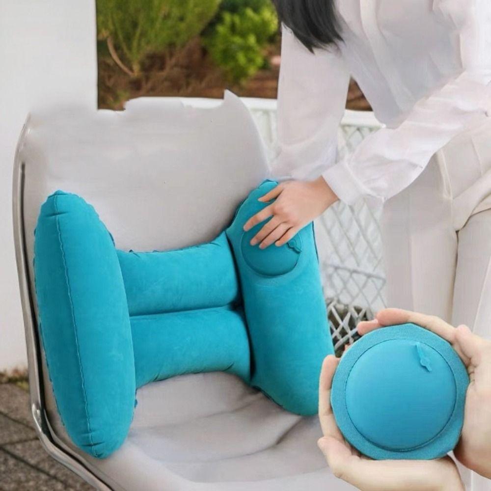 H Shape Inflatable Waist Pillow Portable Waist Support Pad Compact Lumbar Cushion Airplane
