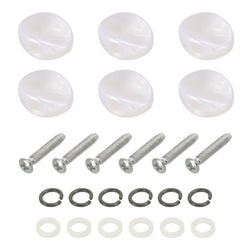 

PATIKIL Guitar Tuning Peg Button Machine Heads, Oval and Concave Acrylic Buttons, White, for Electric, Folk, and Acoustic Guitars, with 6 Screws and 1
