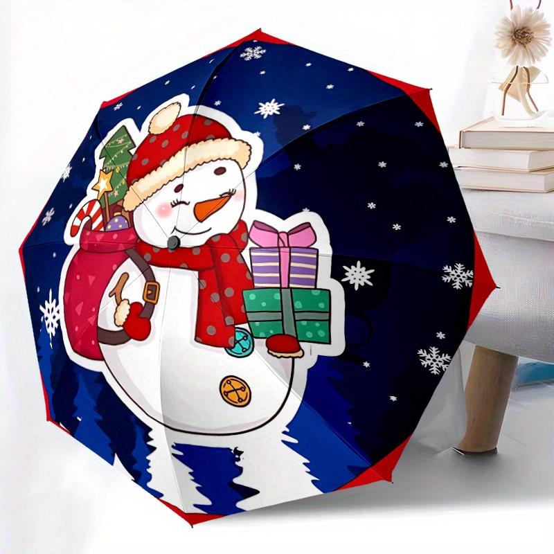 1pc Snowman Automatic Open/Close Umbrella, Portable Folding umbrella for Everyday Use yy250826034