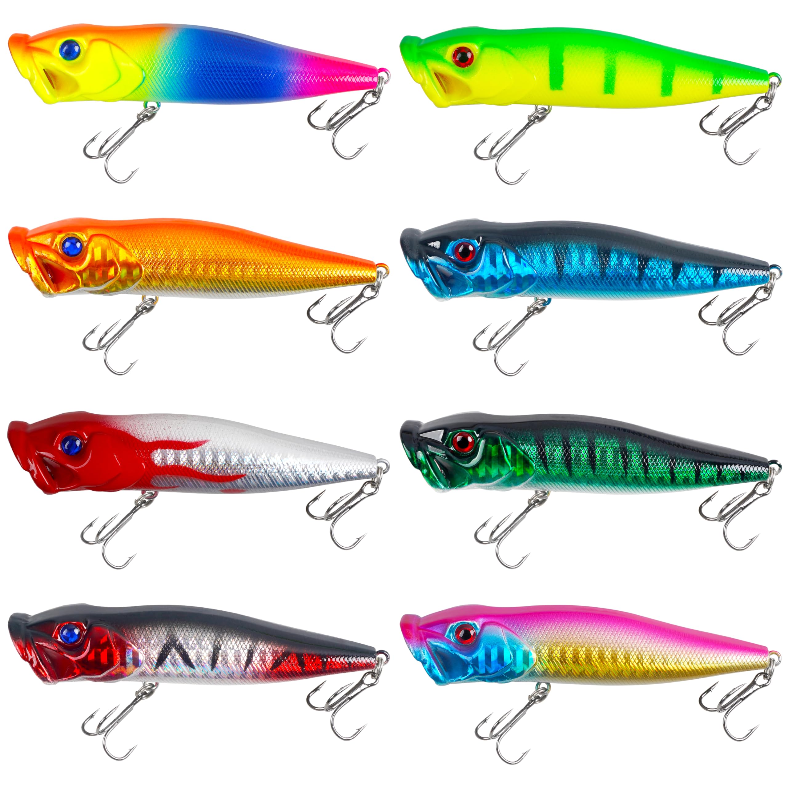 

Popper Topwater Floating Lures for Sea and Sea Set of 8 in 8 Colors Lures, Bass, Bluefish, Saltwater, Bass, Freshwater, Fishing,