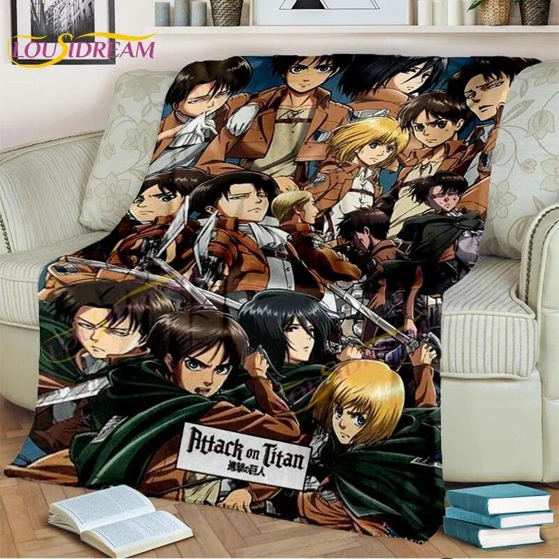 Classic Anime Blanket Attack On Titan Blanket Eren Jaeger Blanket for Bedroom Sofa Livingroom Cartoon Blanket Children's Blanket