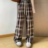 Damenmode Temperament Karierter Druck Lockere Lässige Elastische Taille Gerade Hose Tide Hose