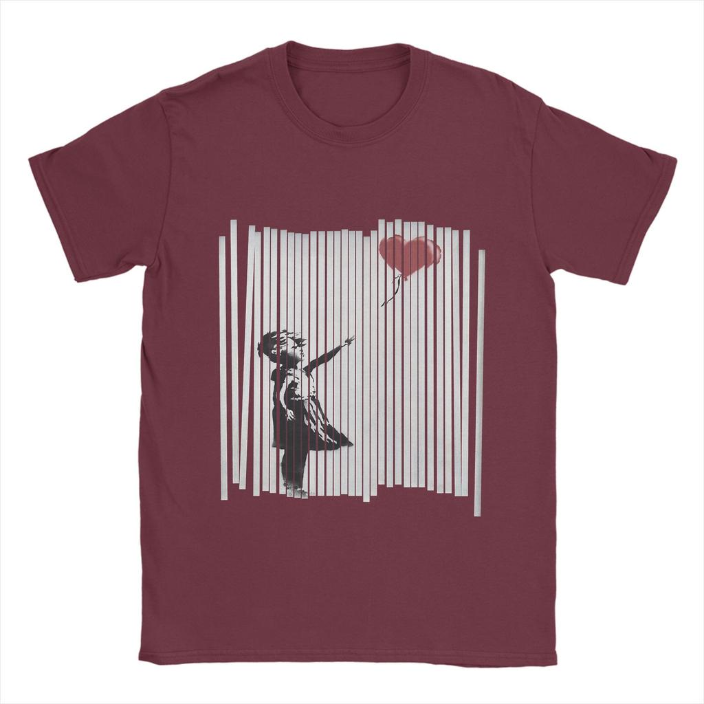 Banksy T-Shirt Sommer Zerrissenes Ballonmädchen Neuheit T-Shirts Herren Reine O-Ausschnitt Übergröße Kleidung Kurze Ärmel Lustiges T-Shirt
