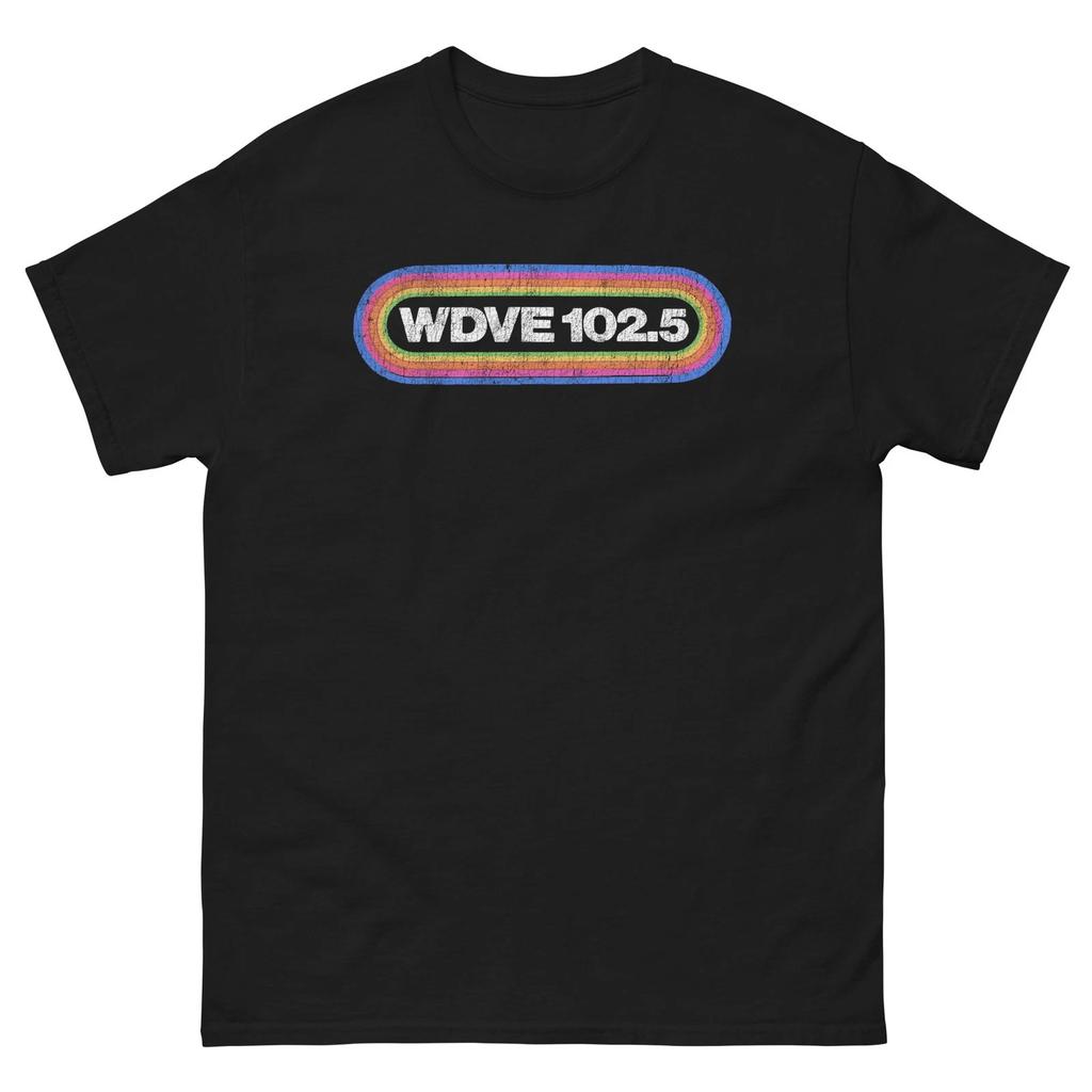 WDVE 102.5 Radio Black Graphic 100% Cotton T-shirt Mens Tees Top Unisex classic tee