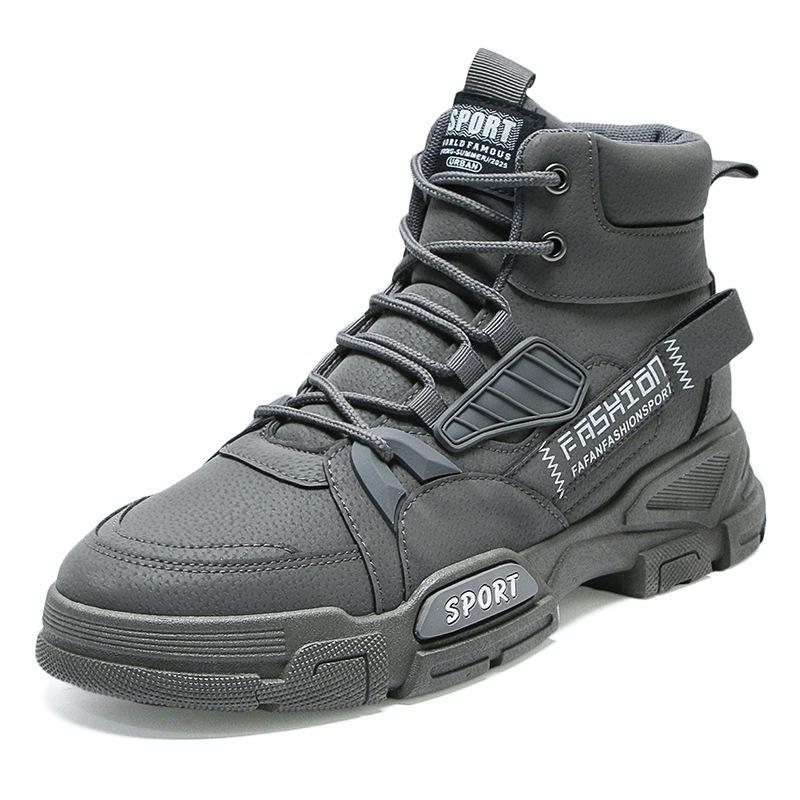 2025 Spring Men's Trendy Casual Outdoor Leather Work Boots - Fashionable British High-Top Design