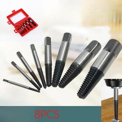 8pcs Damaged Broken Screw Remover Extractor Drill Bits Steel Durable Easy Out Remover Tool Works On Wood and Machine Screws
